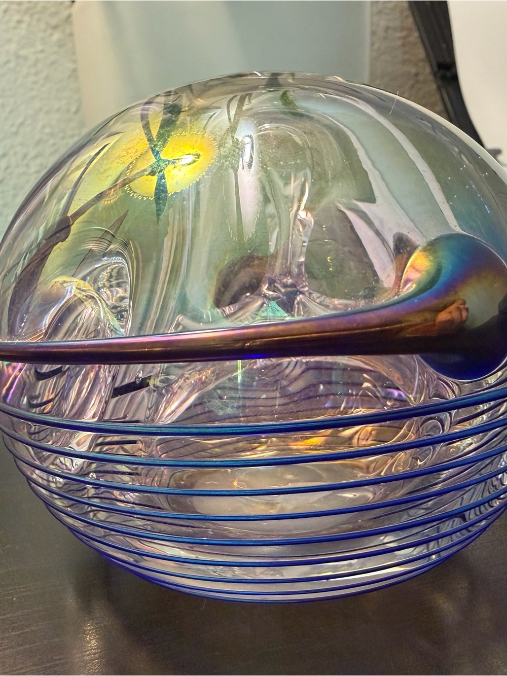 Signed Mt. St Helens Glass paperweight